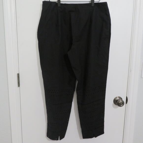 Piazza Sempione Women Sz 12 Black Audrey Laser Cut Hem Straight Cropped Pant - Picture 2 of 7
